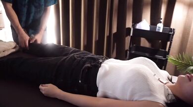 Horny Japanese Teen had Hot Real Oil Massage With Sex Surprise