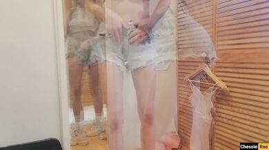 OMG! Perfect Body Teen w/ Big Tits Soaks Public Fitting Room Squirting Multiple Times - Chessie Rae