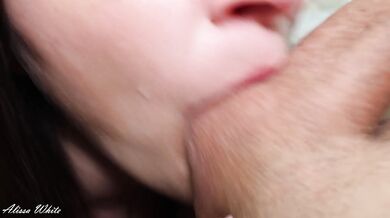 POV. Sensual Suck With Cum in Mouth. Amateur Homemade Video.