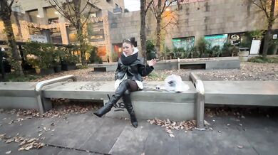 Black stiletto otk leather boots, smoking and fetish walk - cut version - MISS SANDRA DOMINA