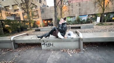 Black stiletto otk leather boots, smoking and fetish walk - cut version - MISS SANDRA DOMINA