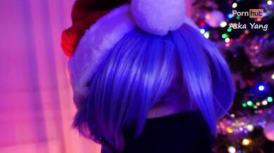 New Year's Eve edition!!! Anime girl found her present under the Christmas tree! Blowjob and dildo