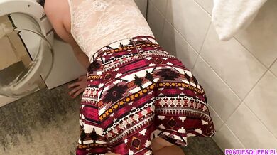 My stepsister got stuck in the washing machine and my dick helped her out