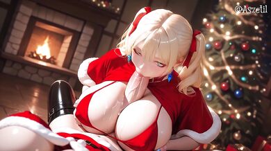 Futa Christmas Gift: Sexy Mrs. Claus Deepthroat, Doggy, Titfuck and Huge Facial in Cozy Cabin.