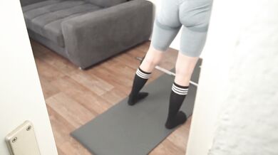 Wife's Sexy Ass Workout Gets Interrupted by Hard POV Fuck and Cum on Ass