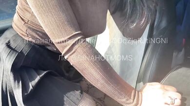 "Give me more money and fuck me!" The Russian beauty publicly showed her tits. Creampie in the car