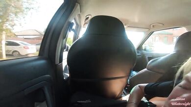 Risky Car Blowjob During Taxi Ride