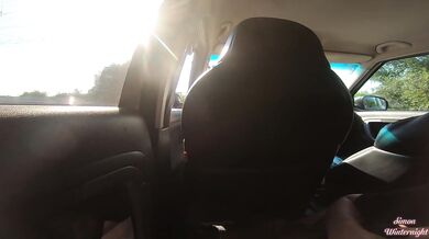 Risky Car Blowjob During Taxi Ride