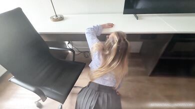 A STRICT TEACHER PUNISHES A STUDENT.