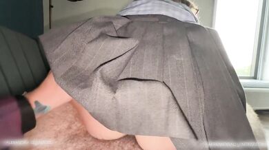 A STRICT TEACHER PUNISHES A STUDENT.