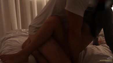 Big guy fucks a small 18 year old girl and cums on her exquisite ass
