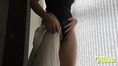 My girlfriend has a beautiful body - she models her skirt to get laid