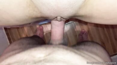 POV. Spontaneous sex on the washing machine ended with a powerful squirt