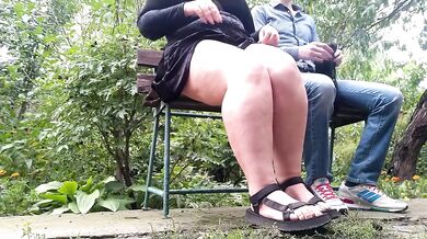 A powerful stream of urine from a curvy milf onto her panties