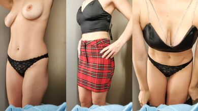 hot blonde changing clothes in the store shows her sexy body