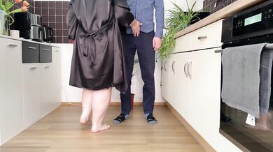 Lustful mother-in-law takes off her panties and spreads her buttocks