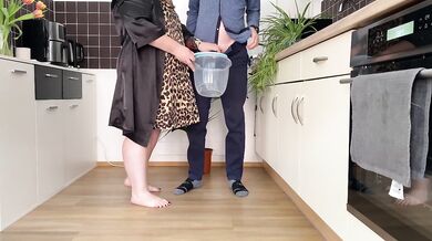 Lustful mother-in-law takes off her panties and spreads her buttocks