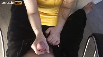 Russian beauty in a crumpled yellow dress enthusiastically sucks a big dick - Lovessie Mur