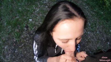 POV Blowjob with Cum in Mouth and Cum Swallowing from Student in Sportswear