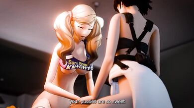 Two bitches enthusiastically jump on a dick to satisfy their powerful libido[eng sub]