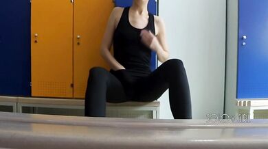 in leggings got in school locker room, public masturbation