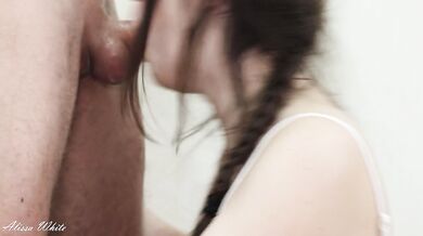POV. Extreme Deepthroat Ending With Fast Handjob. Cum in Mouth.