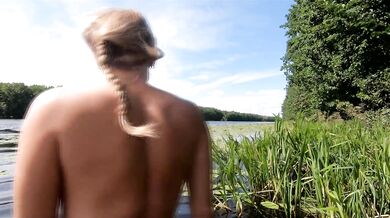 Naked swimming in the lake