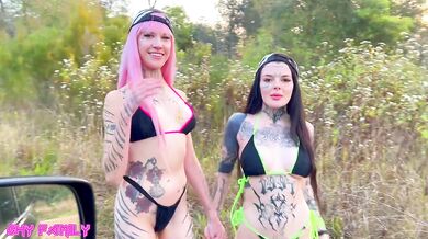 Hot babes get picked up by stranger and give sloppy bj
