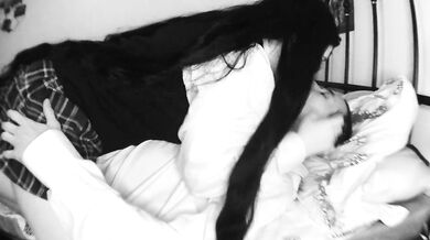 Polina from Tiny Bunny flunked Romka|Blowjob|Dogistyle|Cosplay|Black and White|