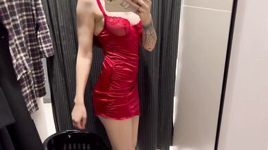 (Under a Skirt Without Panties) A Beautiful Stranger with Big Boobs tries to Sexy Underwear