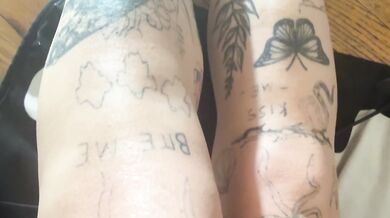 Freaky Tattooed Girl Plays With Her Dirty Feet