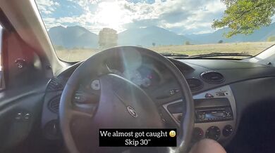 Sloppy Blowjob inside the Car in Countryside