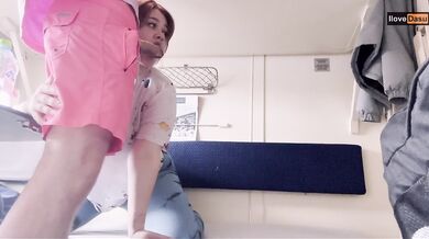 Horny teen get milkywayed on a train trip
