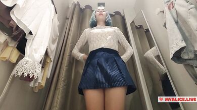 Trying on transparent sexy clothes in a mall. Look at me in the fitting room and jerk off