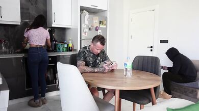 My husband's best friend fucks me in the ass while my lover went to the store!