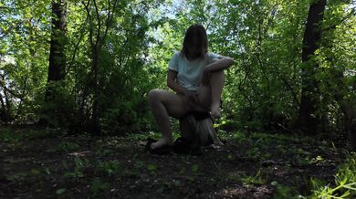 Masturbating my virgin pink pussy in the woods. Public jacking off, orgasm, almost getting caught. 4
