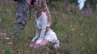 Fucked in the mouth on the edge of the forest