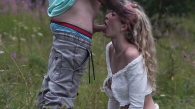 Fucked in the mouth on the edge of the forest
