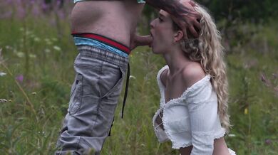 Fucked in the mouth on the edge of the forest