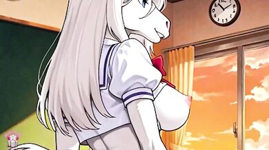 FURRY teacher FUCKS FURRY student with his huge HORSE COCK. 日本語字幕