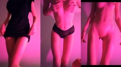 Cute bitch dancing for the first time