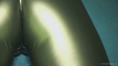 Slapping, touching and snatching my ass in green leather leggings