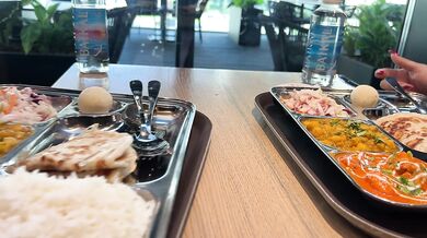 quick sex in the toilet of a shopping mall. food tasting