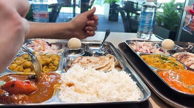 quick sex in the toilet of a shopping mall. food tasting