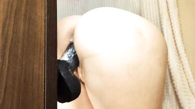 DIRTY SLUT HAS NEVER TRIED A BLACK COCK AND DECIDED TO PRACTICE ON A BLACK DILDO