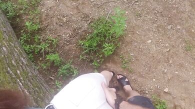 We were walking and he fucked me hard in the ass on a log