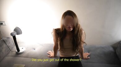 Passionate brunette saw me in a towel