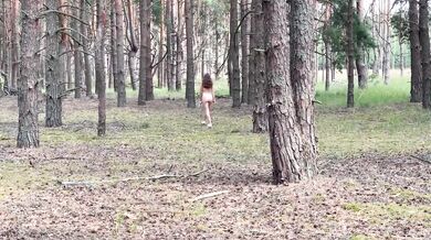 Big ass and tits MILF undress near forest road to public camping + backstage bonus