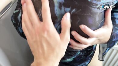 She lost in a card game of sexy titjob with her big natural boobs