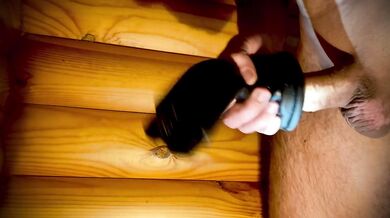 I release sexual tension in a latex sleeve. Watch with sound! Cumshoting!